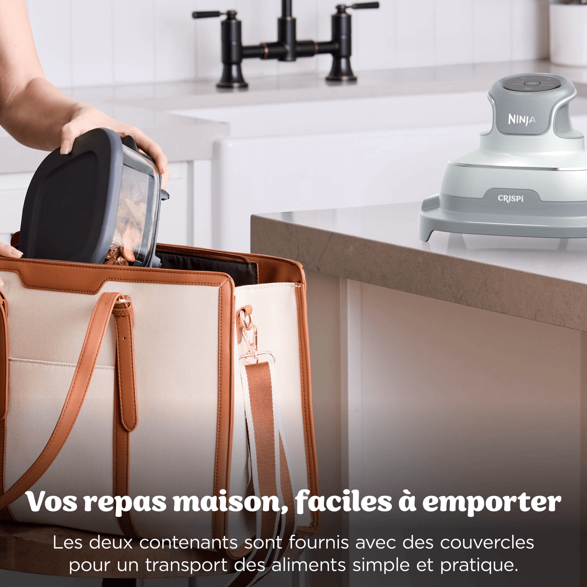 Air fryer en verre Ninja CRISPi, 4-en-1, Blanc & Sac de transport – image 13