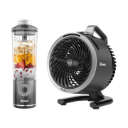 Pack Blender portable sans fil Ninja Blast Max 700 ml Gris et Ventilateur portable avec brume Shark FlexBreeze HydroGo Gris