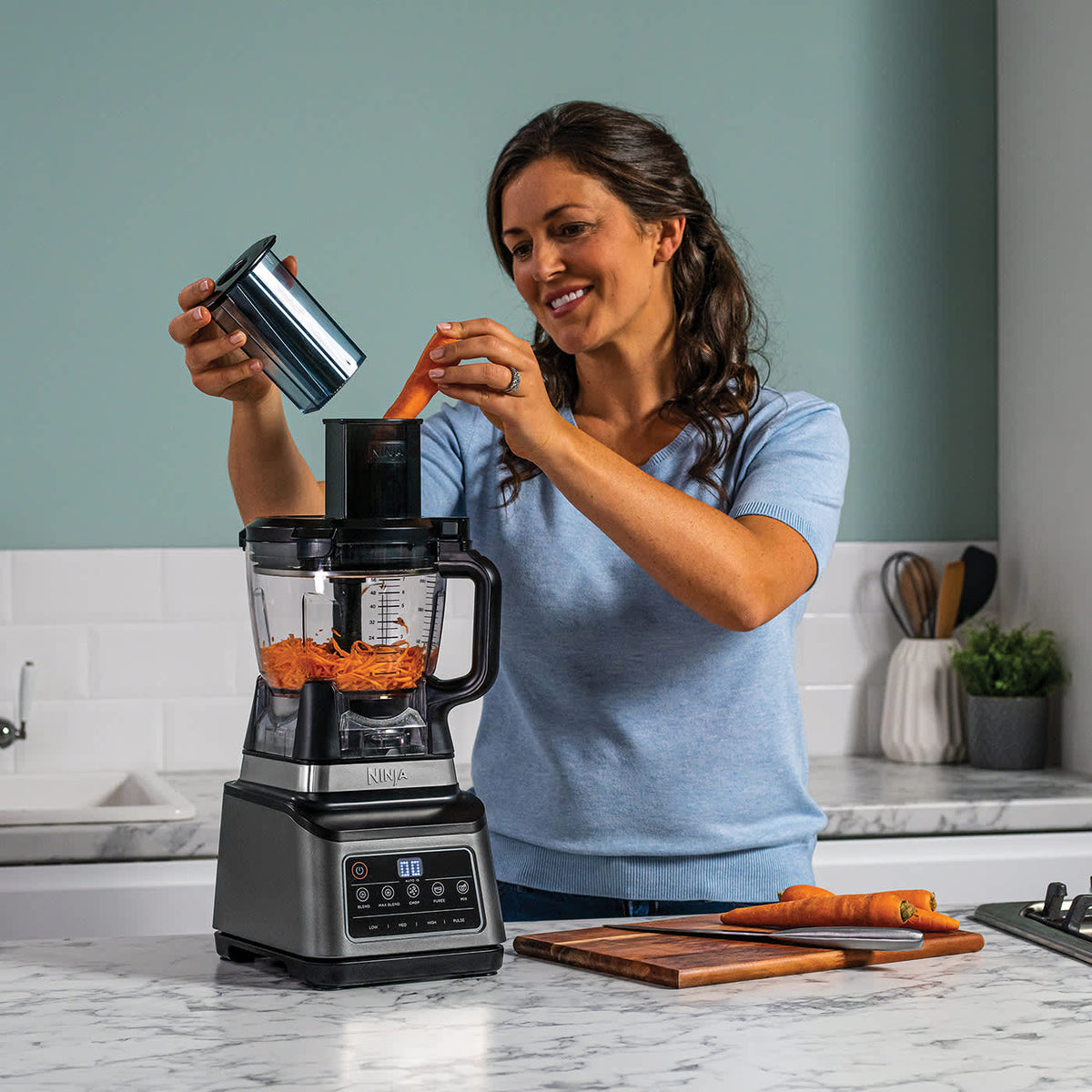 Robot De Cuisine 3 En 1 Ninja 1200 W Avec Bol 21 L Et Technologie Auto Iq