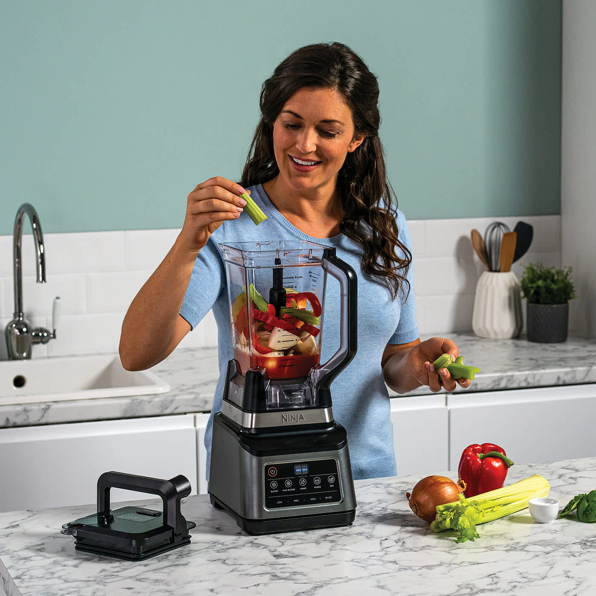 Robot De Cuisine 3 En 1 Ninja 1200 W Avec Bol 21 L Et Technologie Auto Iq