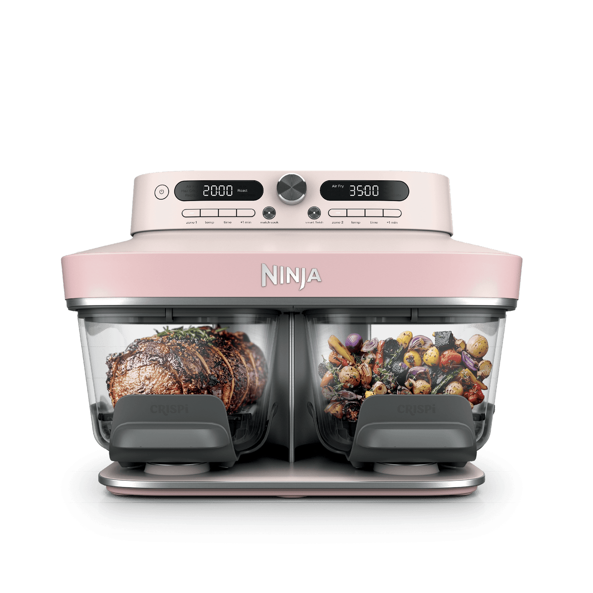 Air fryer en verre Ninja CRISPi DualZone, 8-en-1 – Rose Quartz