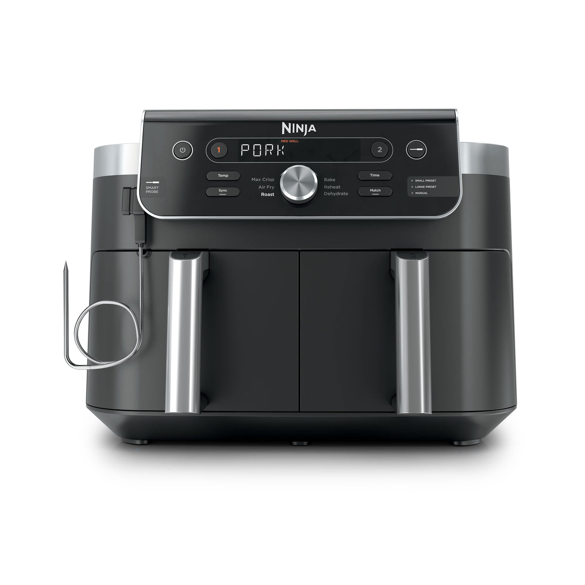 Air Fryer Ninja DualZone MAX, thermosonde intelligente, 9.5L, 6-en-1 – Gris