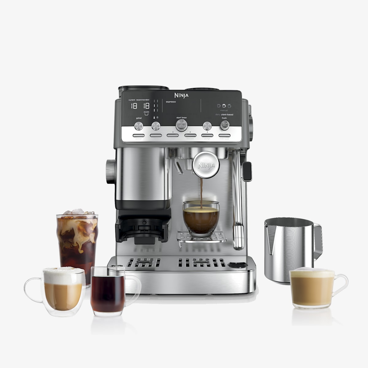 Machine A Cafe Semi Automatique Ninja Luxe Cafe Mini Plus   Argent