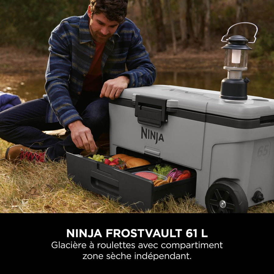 Ninja FrostVault 61 L Glacière roulante avec zone sèche, Gris ardoise FB265EUUKGY