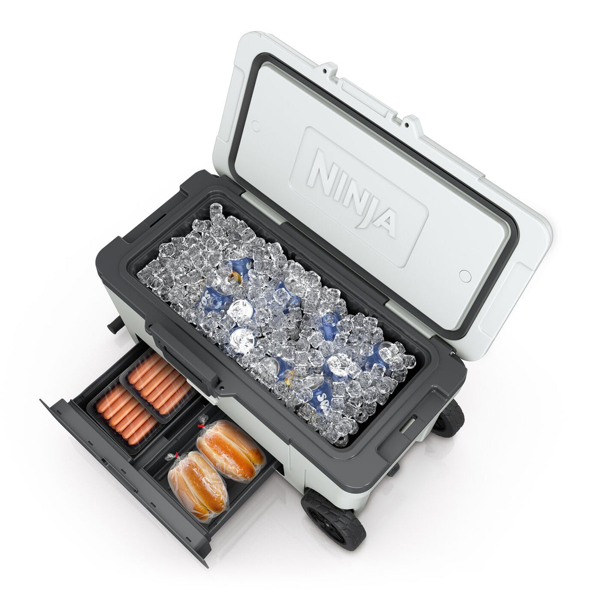 Ninja FrostVault 61L Glacière roulante avec zone sèche, Blanc nuage FB265EUUKWH
