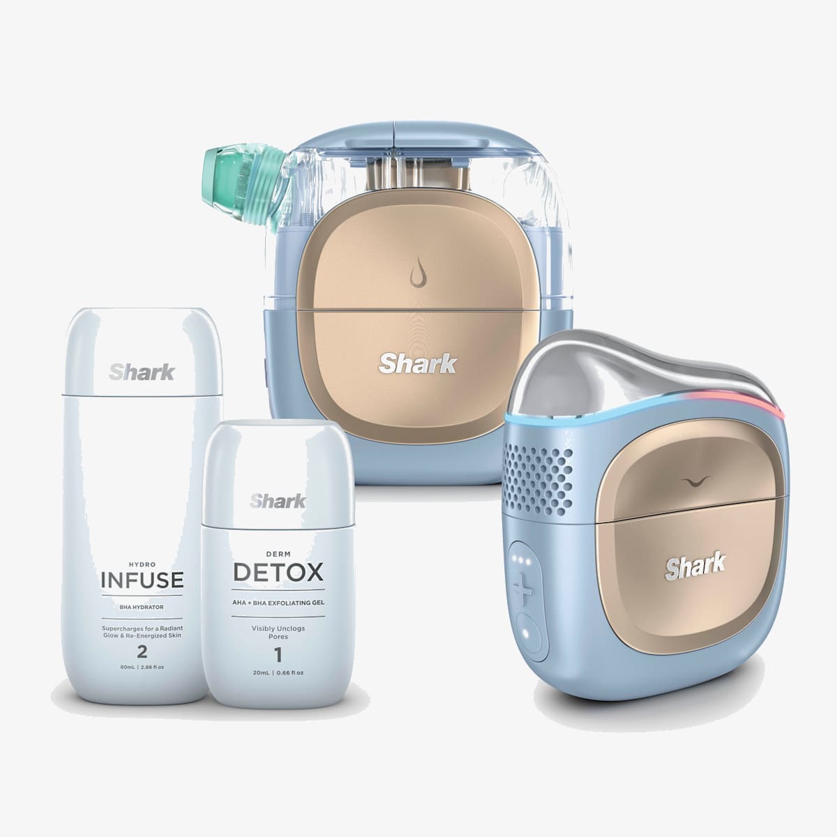 Appareil de soin du visage hydrofacial à domicile Shark FacialPro Glow + DePuffi - Bleu Spa