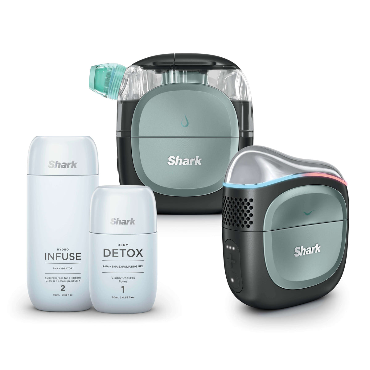 Appareil de soin du visage hydrofacial à domicile Shark FacialPro Glow + DePuffi - Noir profond