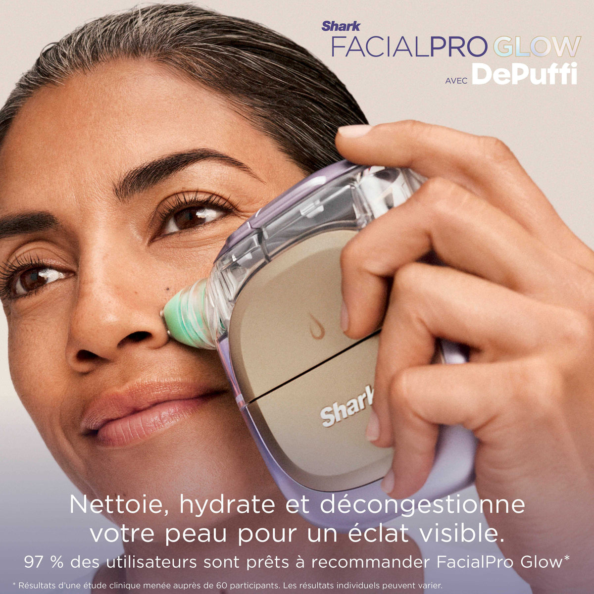 Appareil de soin du visage hydrofacial à domicile Shark FacialPro Glow + DePuffi - Bleu Spa