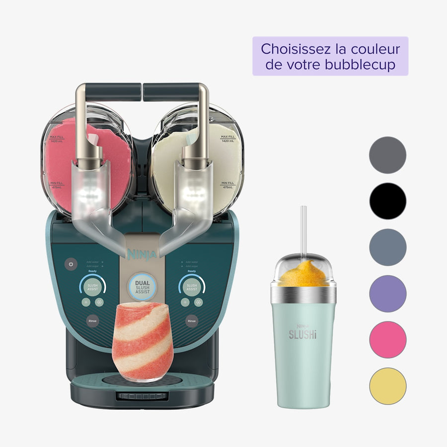 Pack Machine A Granites Ninja Slushi Twist Vert Et Bubble Cup Isotherme Avec Couvercle Et Paille Couleur Au Choix