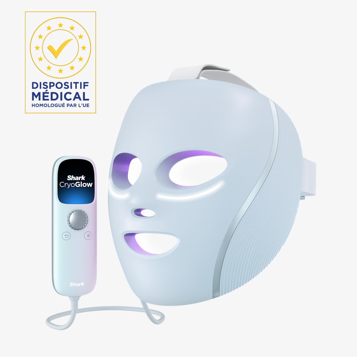 Masque LED Shark CryoGlow avec rafraîchissement du contour des yeux - Bleu Givré