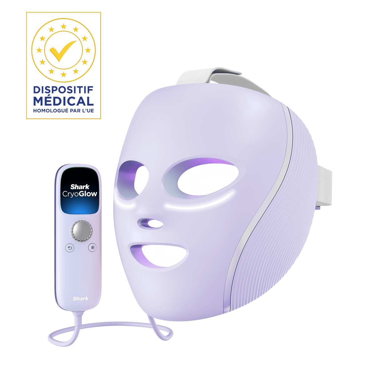 Masque LED Shark CryoGlow avec rafraîchissement du contour des yeux - Lilas doux