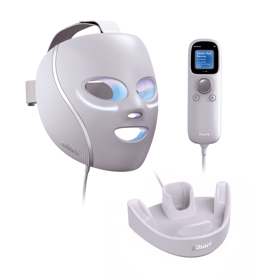 Pack Masque LED CryoGlow Shark avec rafraîchissement du contour des yeux et Stand de recharge
