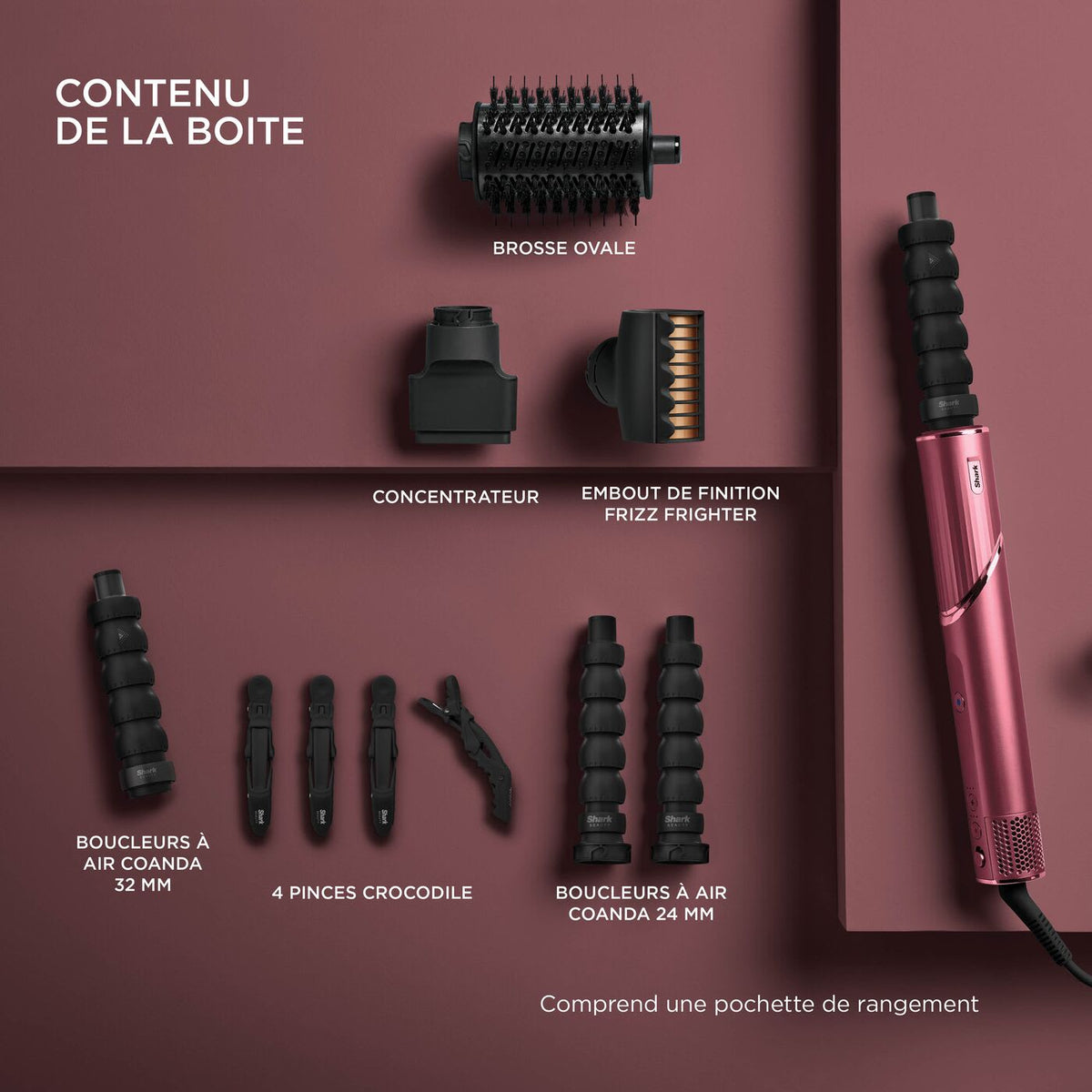 Pack Masque LED CryoGlow Lilas et Styler & Sèche-Cheveux FlexStyle Cerise Noire