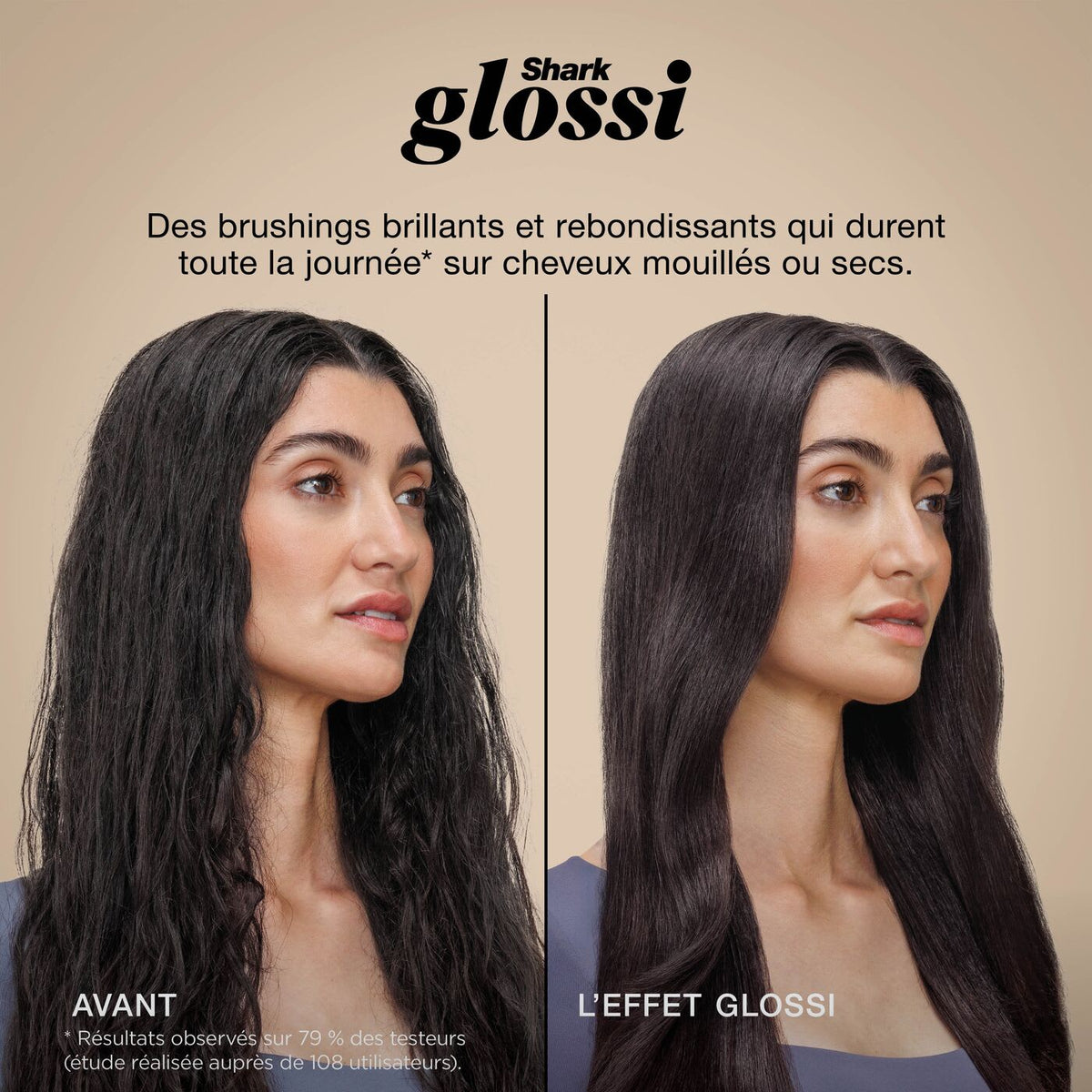 Brosse soufflante Shark Glossi 2-en-1 séchage et lissage – Éclat d'or