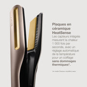 Lisseur + Sèche-cheveux Shark SilkiPro Straight tout-en-un, avec étui de rangement résistant à la chaleur - Moka métallisé