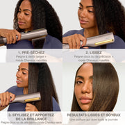Lisseur + Sèche-cheveux Shark SilkiPro Straight tout-en-un, avec étui de rangement résistant à la chaleur - Moka métallisé