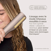 Lisseur + Sèche-cheveux Shark SilkiPro Straight tout-en-un, avec étui de rangement résistant à la chaleur - Moka métallisé