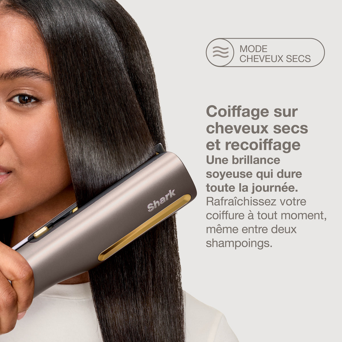Lisseur + Sèche-cheveux Shark SilkiPro Straight tout-en-un, avec étui de rangement résistant à la chaleur - Moka métallisé