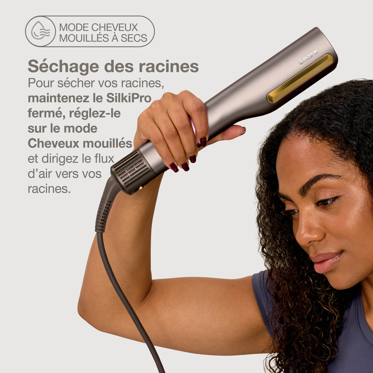 Lisseur + Sèche-cheveux Shark SilkiPro Straight tout-en-un, avec étui de rangement résistant à la chaleur - Moka métallisé
