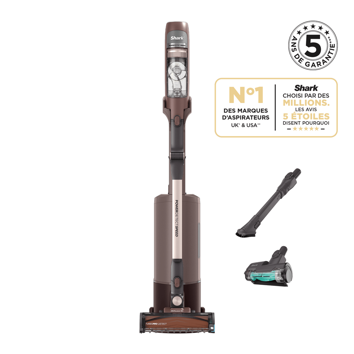 Aspirateur balai sans fil Shark PowerDetect Speed Collection Luxe Clean & Empty - Marron Noisette