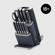 Bloc Couteaux Ninja Staysharp De 13%C2%A0pieces Avec Aiguiseur Amovible   Blancgris