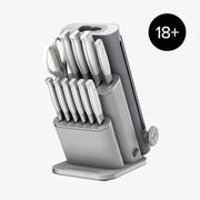 Bloc Couteaux Ninja Staysharp De 13%C2%A0pieces Avec Aiguiseur Amovible   Blancgris