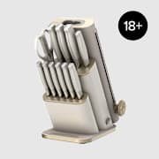 Bloc Couteaux Ninja Staysharp De 13%C2%A0pieces Avec Aiguiseur Amovible   Blancgris
