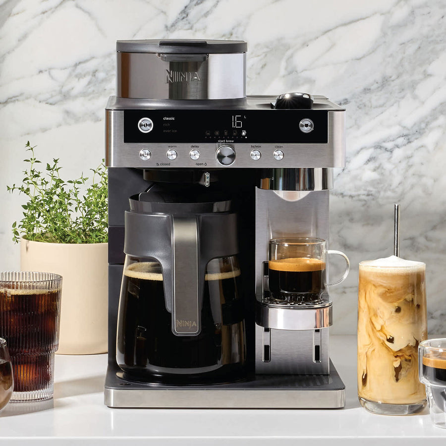 Ninja Prestige 2 En 1 Cafe Filtre Et Capsules Avec Mousseur Integre Noir Cfn802eu