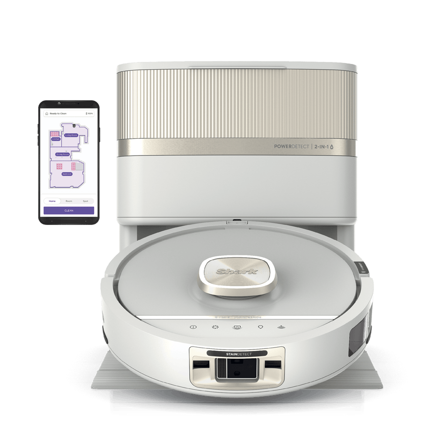 Shark PowerDetect Luxe UV Reveal, robot aspirateur et nettoyeur 2-en-1, Ivoire