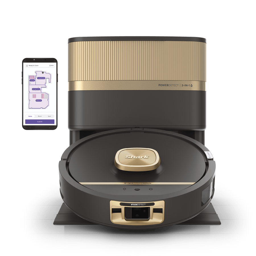 Shark PowerDetect Luxe UV Reveal, robot aspirateur laveur 2-en-1, Marron