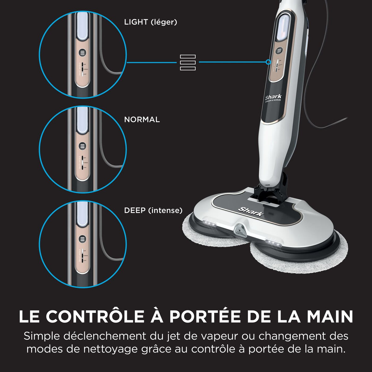 Balai nettoyeur automatique Shark avec jet de vapeur et rouleau auto-nettoyant