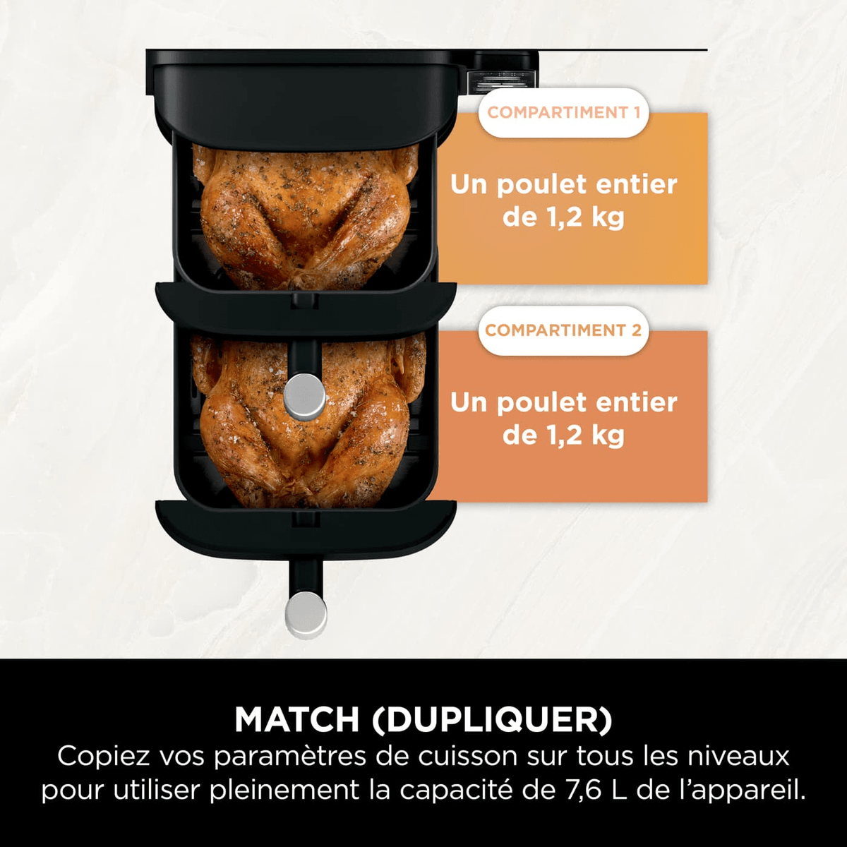 Air Fryer Ninja DoubleStack, verticale, 7.6L, 6-en-1, Noir – image 10