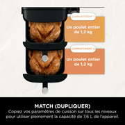 Air Fryer Ninja DoubleStack, verticale, 7.6L, 6-en-1, Noir – image 10