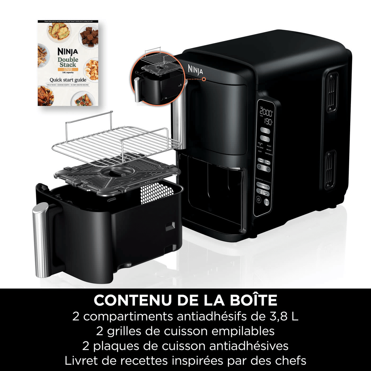 Air Fryer Ninja DoubleStack, verticale, 7.6L, 6-en-1, Noir – image 15