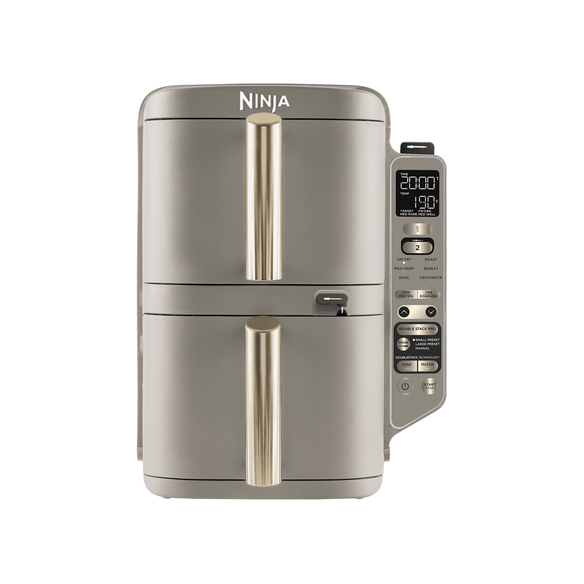 Air Fryer Ninja DoubleStack XL, verticale, thermosonde intelligente, 9.5L, 6-en-1 – Beige/Or