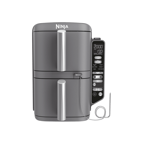 Air Fryer Ninja DoubleStack XL, verticale, thermosonde intelligente, 9.5L, 6-en-1 – Gris