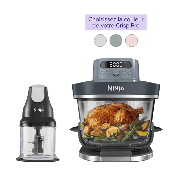 Pack Mini hachoir & Air Fryer en verre Crispi Pro, 7-en-1 (couleur au choix)