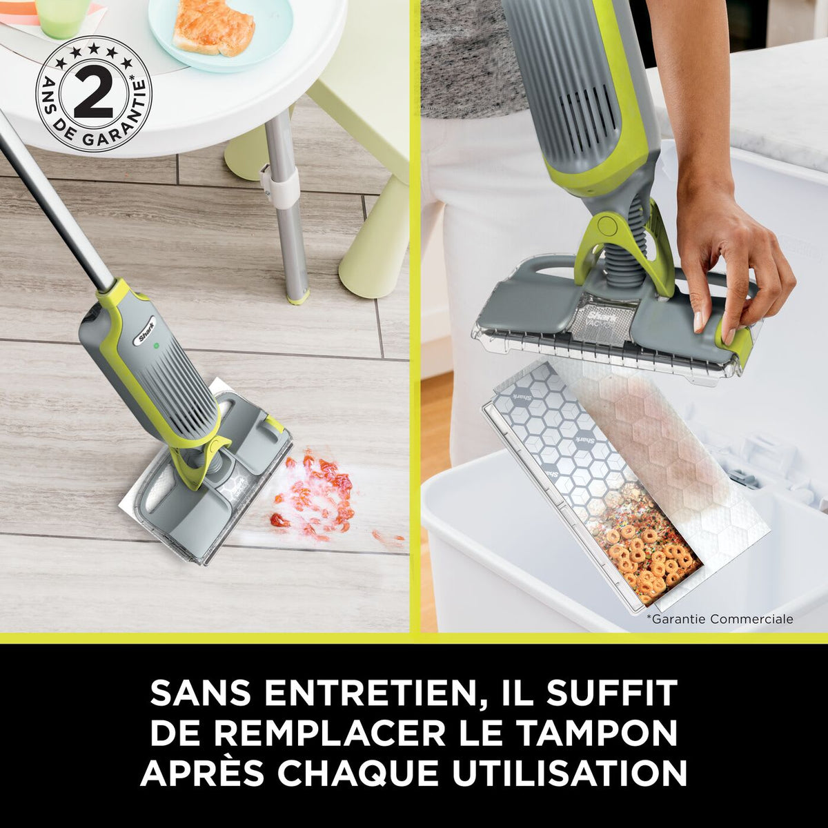Balai laveur sans fil 2-en-1 Shark VacMop avec tampons jetables